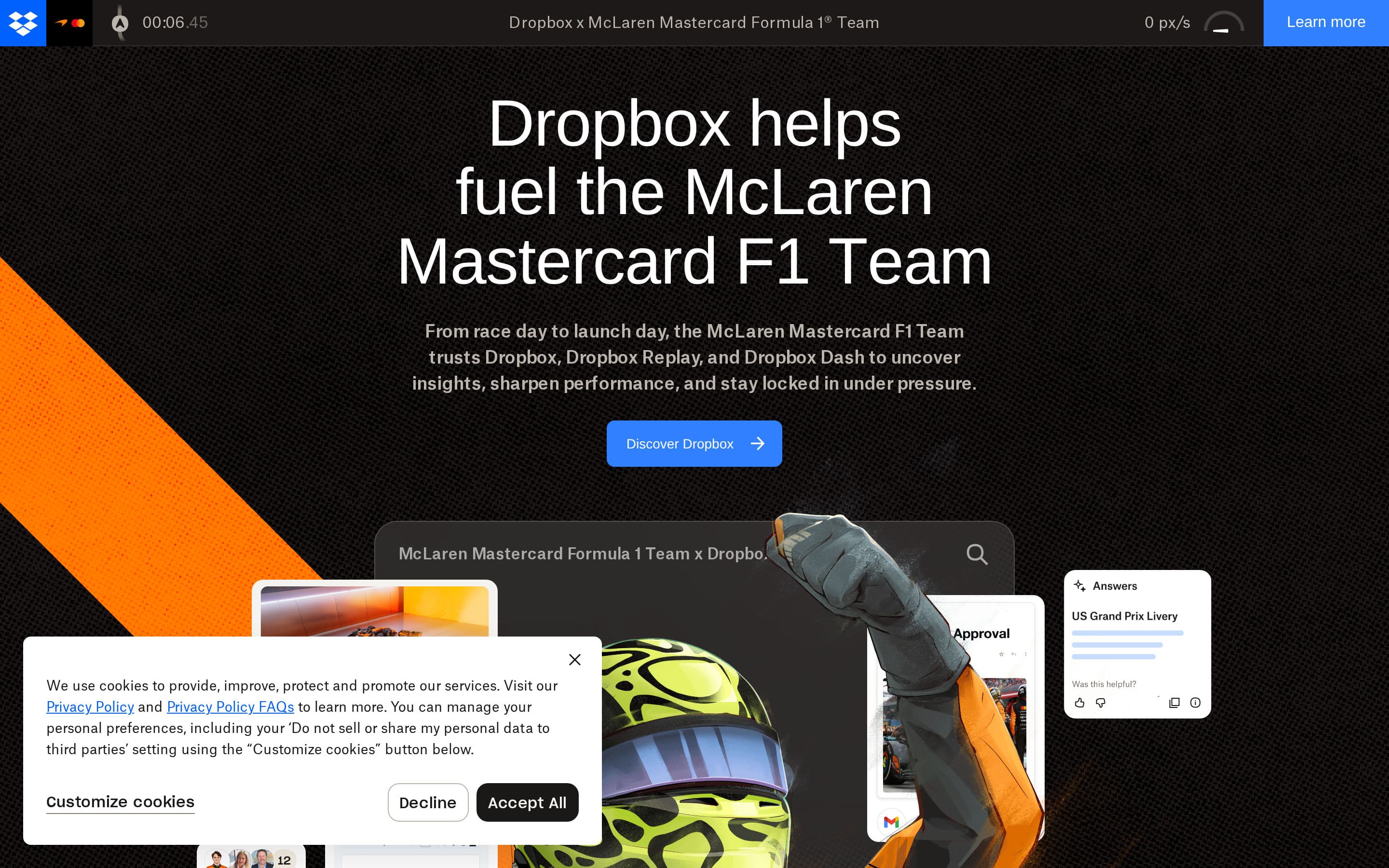 Top performer in Applications: dropbox dash x mclaren